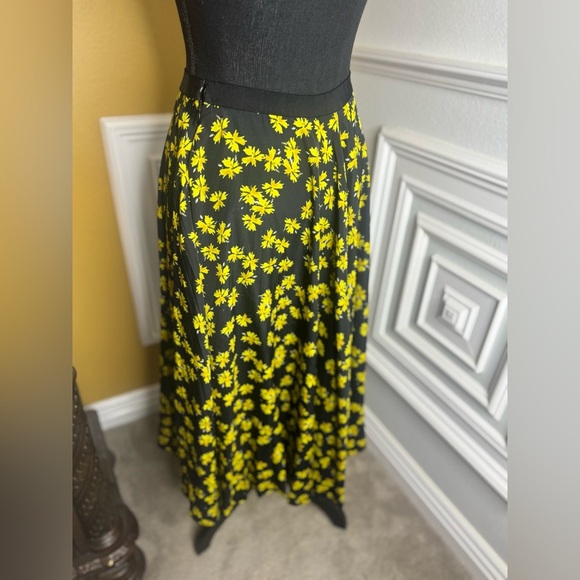 Derek Lam Collective Floral Pleated Skirt - Black and Yellow - Picture 4 of 6